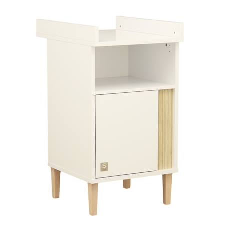 Meuble à langer avec détail imitation bois texturé et pieds bois - paloma Blanc/marron 2 - vertbaudet enfant 