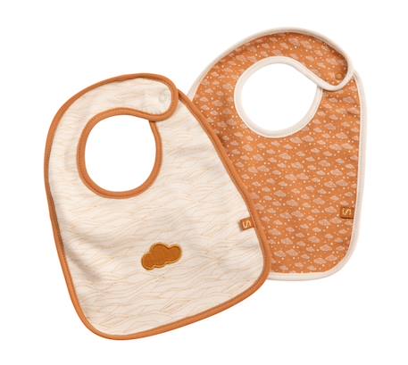 Lot de 2 bavoirs en coton décor nuage - orsino Beige/marron 1 - vertbaudet enfant 