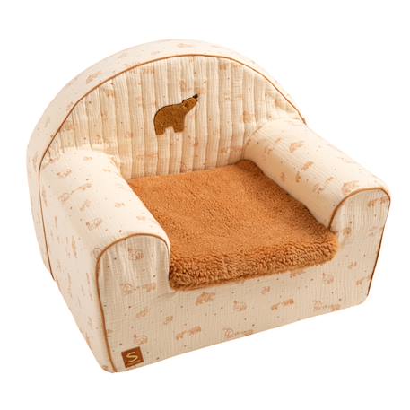 Fauteuil club enfant en gaze de coton et sherpa - orsino Beige 1 - vertbaudet enfant 