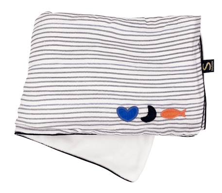 Couverture bébé en gaze de coton et polaire marinière - baby sailor Blanc 3 - vertbaudet enfant 