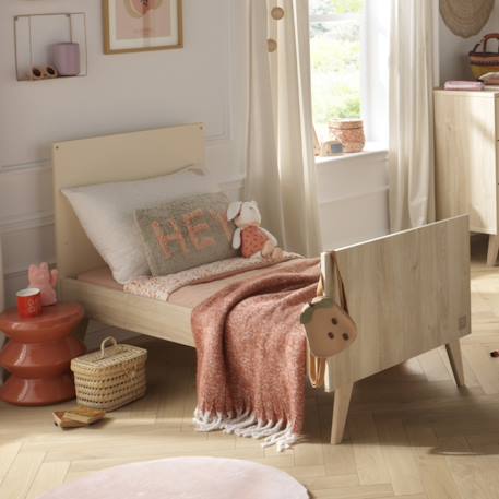 Lit bébé évolutif - little big bed sur pieds en bois avec têtes panneaux imitation bois - melinee Marron/beige 4 - vertbaudet enfant 