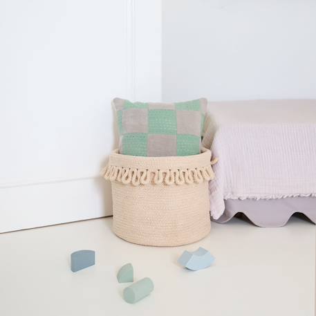 Panier de rangement en corde de coton avec finition pétales louna Beige nude 1 - vertbaudet enfant 
