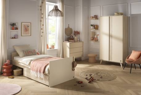 Lit bébé évolutif avec têtes panneaux imitation bois - melinee Marron/beige 5 - vertbaudet enfant 