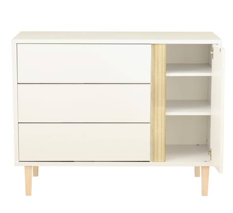 Commode 3 tiroirs et 1 porte pieds bois - paloma Blanc/marron 3 - vertbaudet enfant 