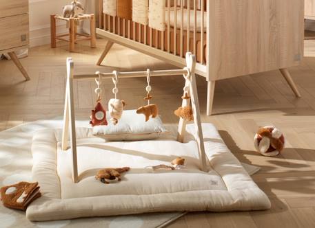 Grand tapis de jeu en double gaze de coton - uni petale Beige+Rose+Rouge+Vert 2 - vertbaudet enfant 