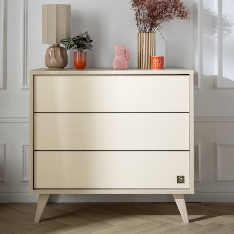 Commode 3 tiroirs sur pieds bois obliques - melinee Marron/beige 6 - vertbaudet enfant 