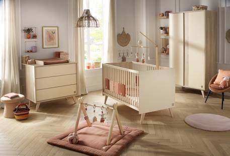 Lit bébé évolutif - little big bed sur pieds en bois avec têtes panneaux imitation bois - melinee Marron/beige 5 - vertbaudet enfant 
