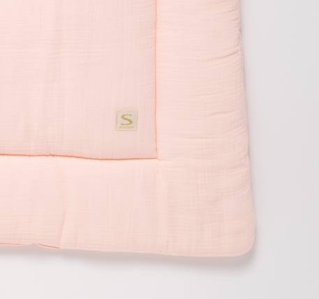 Grand tapis de jeu en double gaze de coton - uni petale Beige+Rose+Rouge+Vert 5 - vertbaudet enfant 