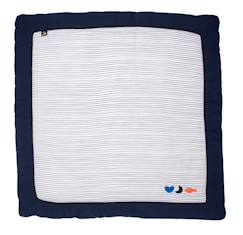 Puériculture-Grand tapis de jeu en double gaze de coton marinière - baby sailor
