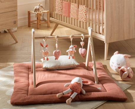 Grand tapis de jeu en double gaze de coton - uni petale Beige+Rose+Rouge+Vert 8 - vertbaudet enfant 
