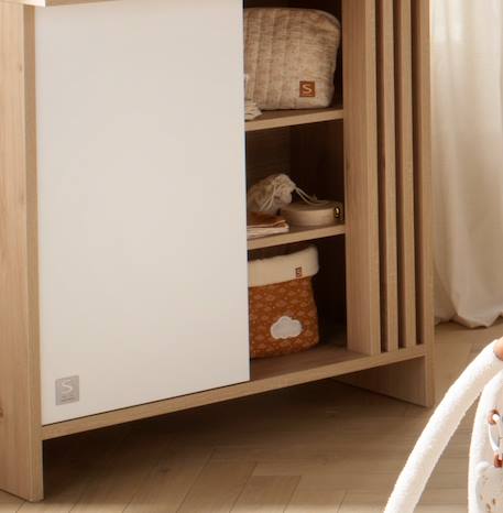 Lot de 2 panières de rangement en double gaze de coton - orsino Marron/beige 3 - vertbaudet enfant 