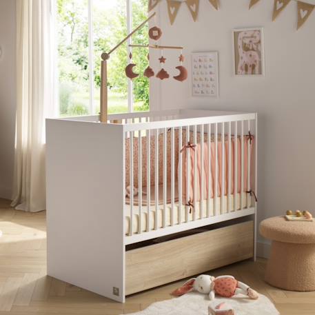 Lit à barreaux avec têtes en panneaux - paloma Blanc+Marron/beige 4 - vertbaudet enfant 