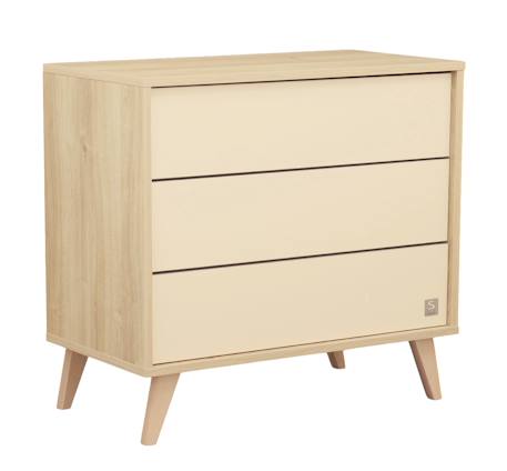 Commode 3 tiroirs sur pieds bois obliques - melinee Marron/beige 2 - vertbaudet enfant 