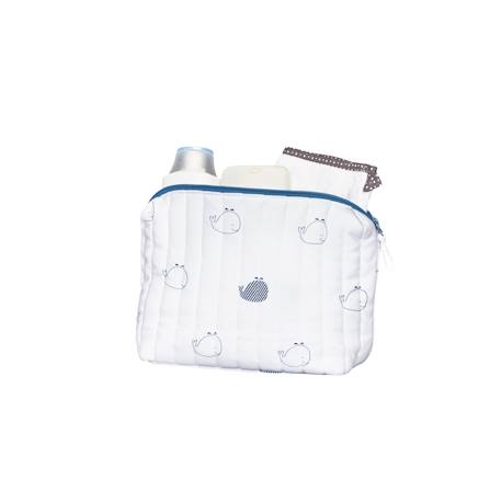Trousse de toilette en coton bio - blue baleine Blanc 1 - vertbaudet enfant 