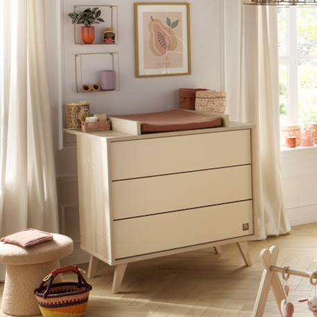 Commode 3 tiroirs sur pieds bois obliques - melinee Marron/beige 5 - vertbaudet enfant 