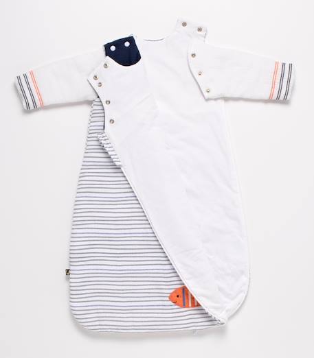 Gigoteuse bébé hiver à manches amovibles marinière - baby sailor Blanc/bleu 3 - vertbaudet enfant 