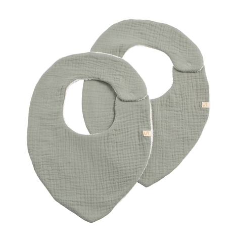 Lot de 2 bavoirs en gaze de coton - uni petale Beige+Rose+Rouge+Vert 7 - vertbaudet enfant 