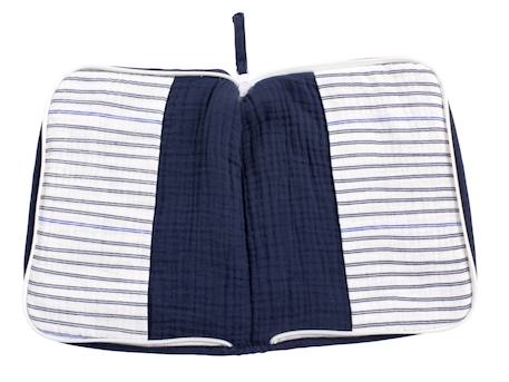 Protège carnet de santé en double gaze de coton marinière - baby sailor Blanc/bleu 2 - vertbaudet enfant 