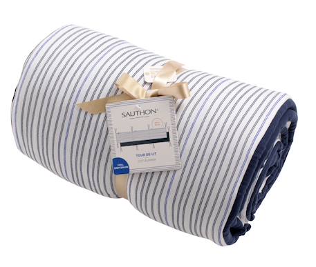 Tour de lit marinière en double gaze de coton - baby sailor Blanc/bleu 2 - vertbaudet enfant 
