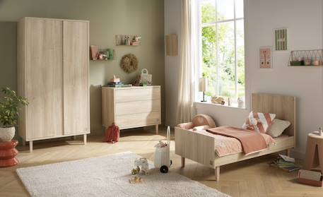 Lit bébé évolutif - little big bed sur pieds bois - paloma Blanc/marron+Marron/beige 12 - vertbaudet enfant 