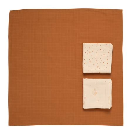 Langes en coton bio boite de 3 - orsino Marron/beige 1 - vertbaudet enfant 