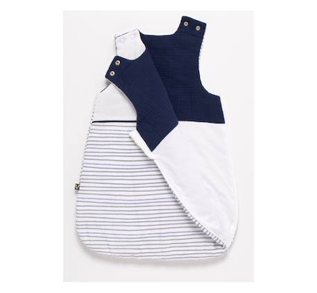 Gigoteuse bébé hiver naissance en double gaze de coton marinière - baby sailor Blanc/bleu 3 - vertbaudet enfant 