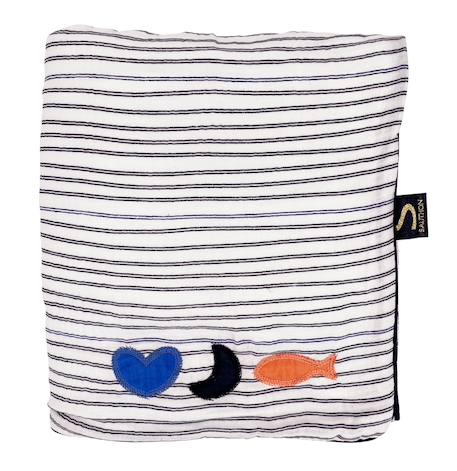 Couverture bébé en gaze de coton et polaire marinière - baby sailor Blanc 2 - vertbaudet enfant 