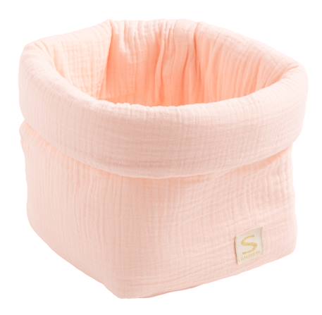 Panière de rangement en double gaze de coton - uni petale Beige+Rose+Rouge+Vert 4 - vertbaudet enfant 