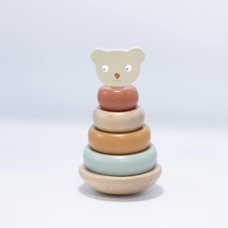 Pyramide en bois à empiler Multicolore 1 - vertbaudet enfant 