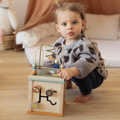 Cube d'activité en bois Multicolore 4 - vertbaudet enfant 