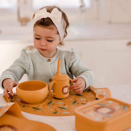 Gobelet en silicone avec poignées et paille animaux Beige+Bleu+Orange+Rose+Vert+Vert paon 11 - vertbaudet enfant 