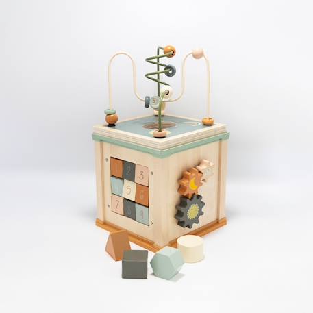 Cube d'activité en bois Multicolore 1 - vertbaudet enfant 