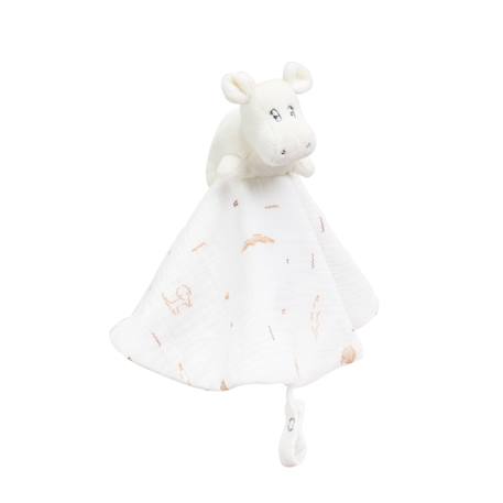 Doudou mouchoir rond en mousseline de coton - modèle hippo Ecru 1 - vertbaudet enfant 