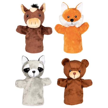 Lot de 4 marionnettes animaux de la forêt Multicolore 1 - vertbaudet enfant 