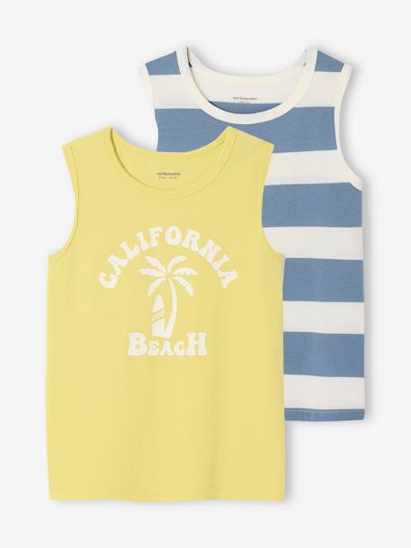 Lot de 2 débardeurs garçon lot jaune+lot vert 1 - vertbaudet enfant 