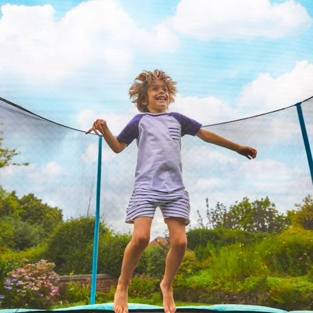 Trampoline rond ouverture igloo  métal d360cm Bleu - gris - noir 2 - vertbaudet enfant 