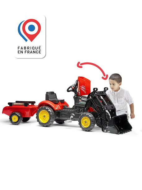 Tractopelle à pédales avec remorque Rouge 2 - vertbaudet enfant 