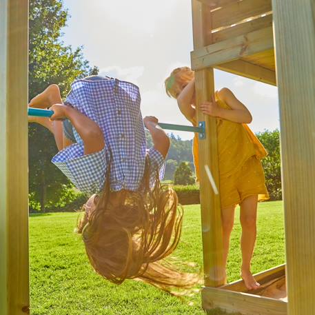 Aire de jeux double plateforme clématite bois fsc® Marron - bleu - vert 4 - vertbaudet enfant 