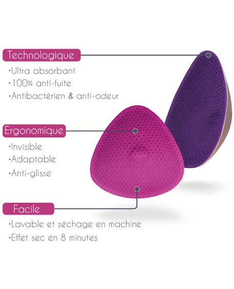 Coussinets d'allaitement lavables Fuschia+Violet 9 - vertbaudet enfant 