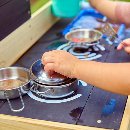 Cuisine d'extérieur pour enfant little chef bois fsc® Marron - bleu - noir 3 - vertbaudet enfant 