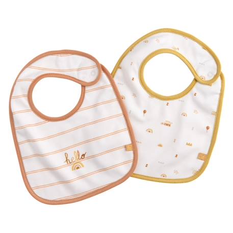 Lot de 2 bavoirs en coton - sunlight Blanc 1 - vertbaudet enfant 