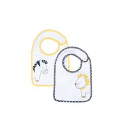 Puériculture-Lot de 2 bavoirs en coton - pluche et pompon