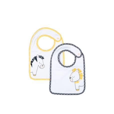 Lot de 2 bavoirs en coton - pluche et pompon Blanc 1 - vertbaudet enfant 