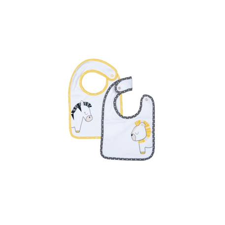 Lot de 2 bavoirs en coton - pluche et pompon Blanc 2 - vertbaudet enfant 