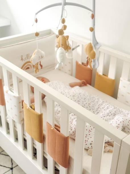 Protections de barreaux de lit en coton Beige+Beige foncé+Bleu/blanc+Ecru léopard+Moutarde+Rose+Rose foncé+Rouge+Vert+Vert tilleul 21 - vertbaudet enfant 