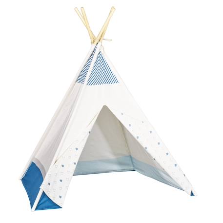 Tipi en toile en coton - blue baleine Blanc 1 - vertbaudet enfant 