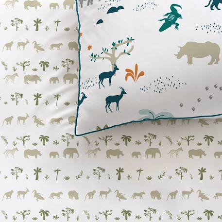 Parure de lit imprimée 100% coton, safari Blanc 2 - vertbaudet enfant 
