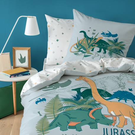 Parure de lit imprimée 100% coton, dino jungle Gris 1 - vertbaudet enfant 