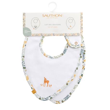 Bavoirs en coton - promenons nous Blanc 2 - vertbaudet enfant 