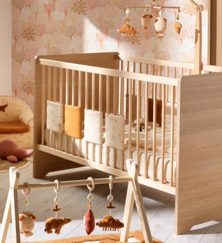 Protections de barreaux de lit en coton Beige+Beige foncé+Bleu/blanc+Ecru léopard+Moutarde+Rose+Rose foncé+Rouge+Vert+Vert tilleul 5 - vertbaudet enfant 
